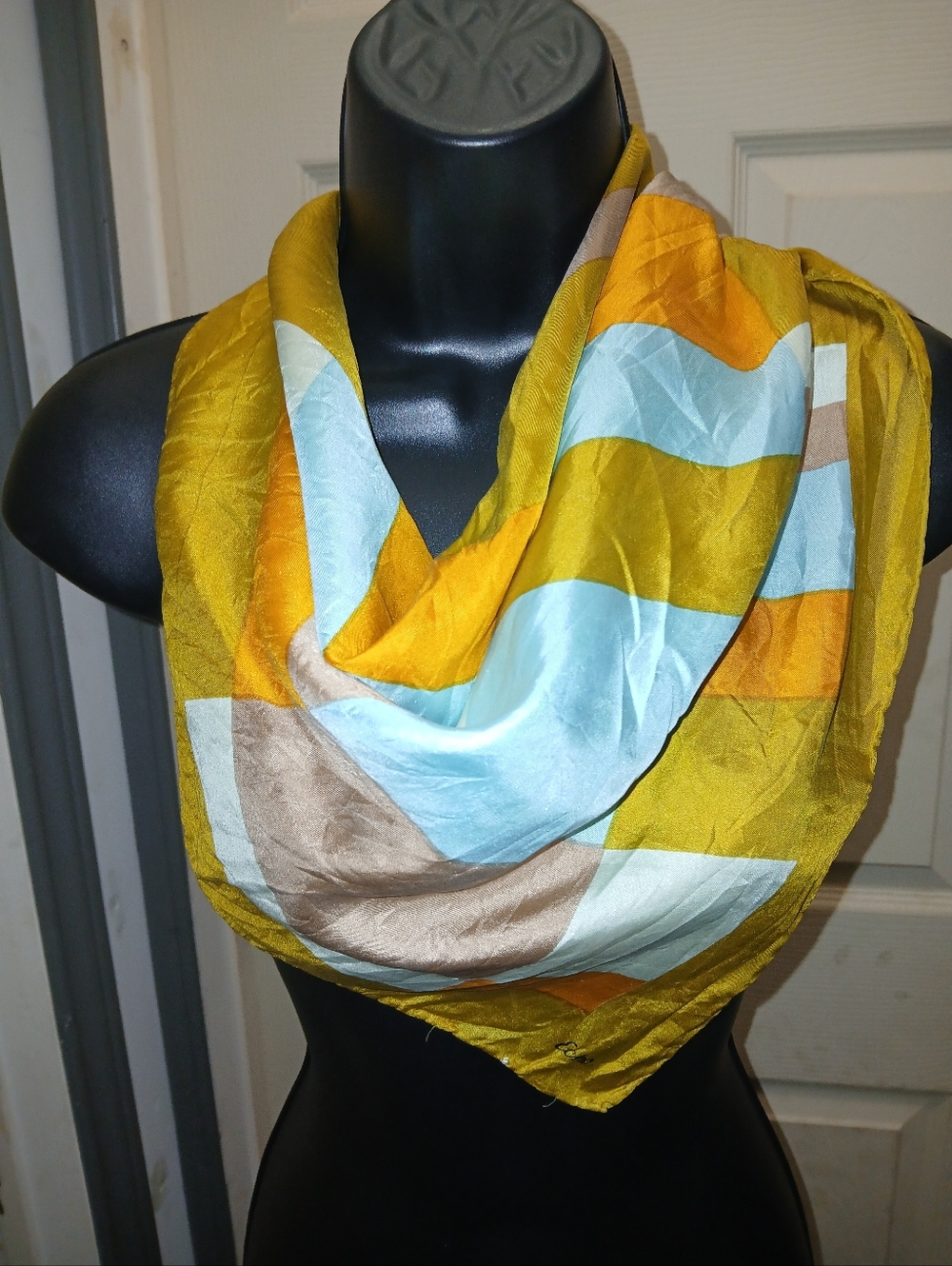 Echo Mustard Yellow Multi-Color Geo Print Scarf